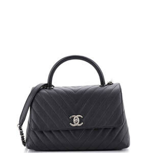 Chanel Small Coco Top Handle Bag Chevron Caviar